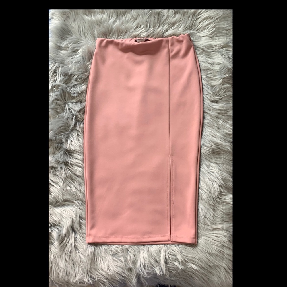 Blush pink midi skirt with slit